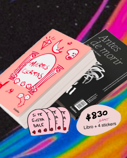 Promo: libro Muertes Escritas + 4 stickers